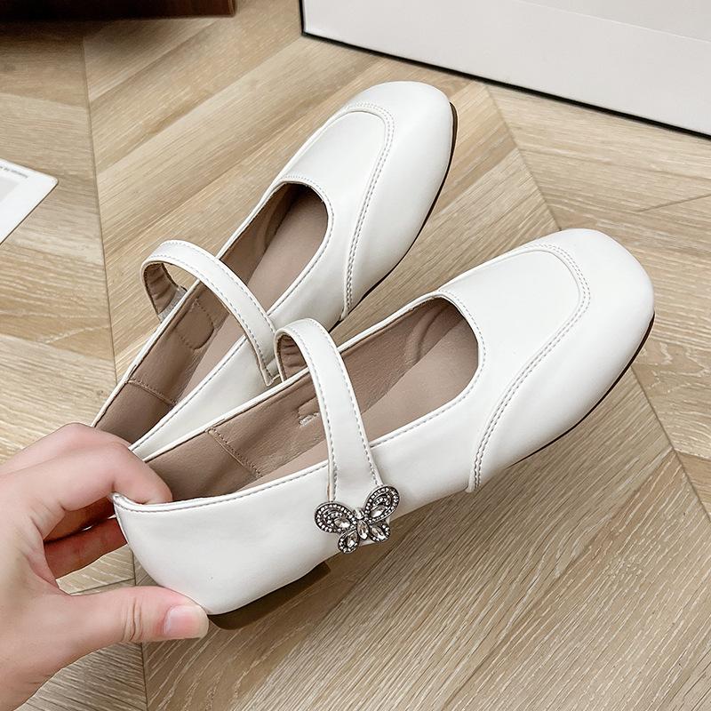 

Осенние туфли Мэри Джейн на низком каблуке, женские повседневные кожаные туфли, модная обувь 40 белый