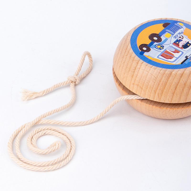 Wooden Yo-yo Cartoon Animal Puzzle Yo-yo Boy Girl Pull Rope Classic Nostalgic Toy