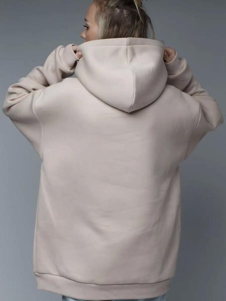 Women's Solid Long Sleeve Pocket Hoodie Sweatshirt Casual Loose Sportswear