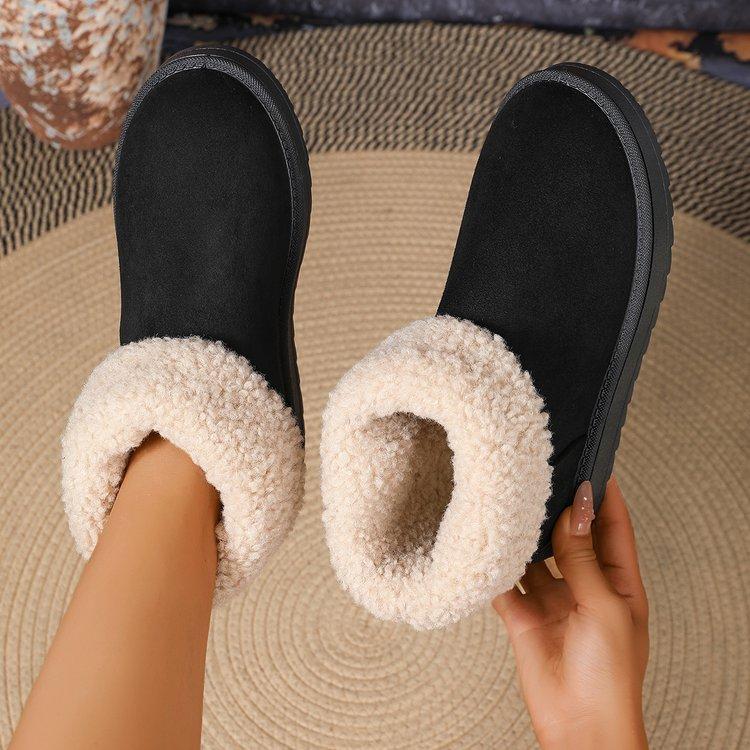 Fashion New Fashionable Round Toe Elegant Snow Boots Winter Flat Wear-resistant Soft Students Plus Velvet Warm Women's Shoes