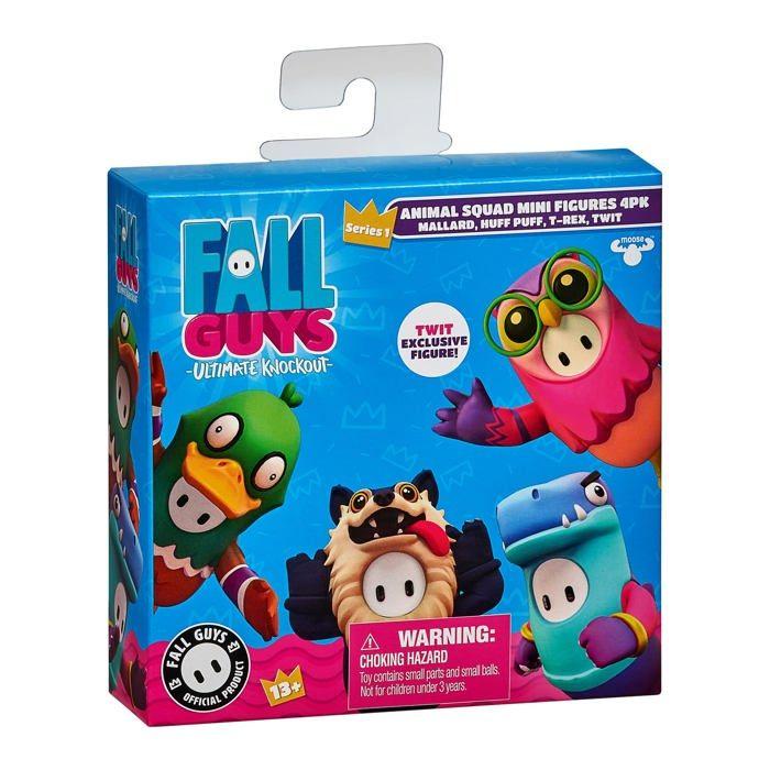 Miniature Figurines - Fall Guys 62578 - Pack of 4 - T-rex, Wolf, Mallard, Exclusive Owl - Multicolor Pvc