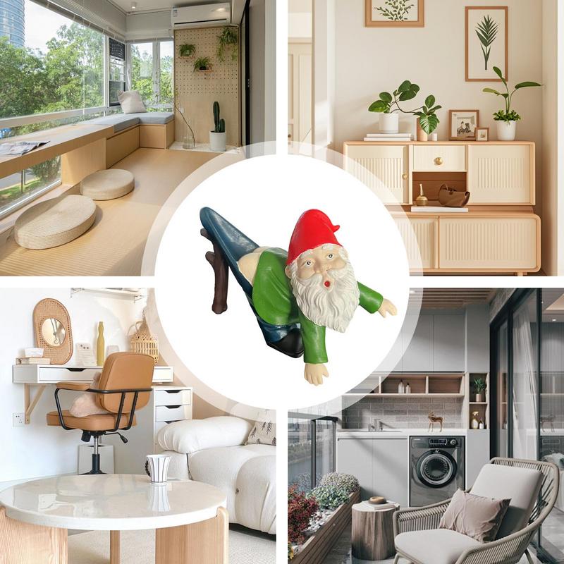 1 PCS Cute Garden Tiny Gnomes Statue Resin Garden Courtyard Ornaments Resin Mini Landscape Outdoor Miniature Figurine Decor