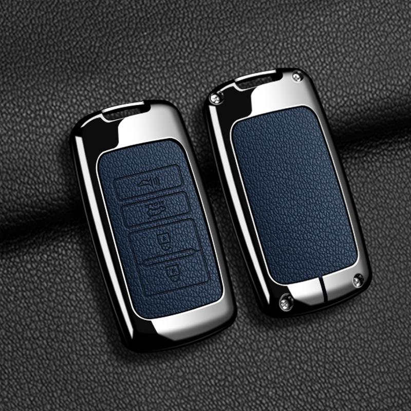 

Zinc Alloy Leather Car Smarte Remote Key Case Holder Cover Chain For Kia Sorento K900 K7 Cadenza 4 Button Accessories