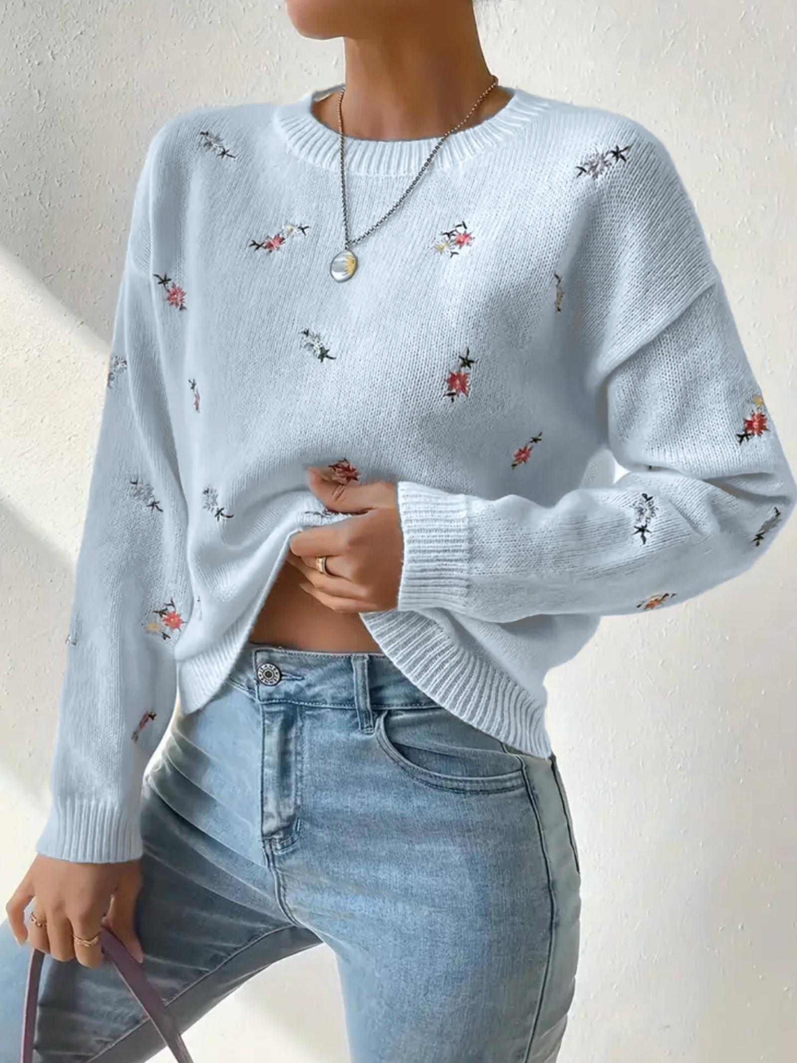 

Пуловер с длинным рукавом, свободный, ажурный, с крючком, свитер, универсальный, модный, теплый, шаль, свитер большого размера, тонкий свитер для женщин L синий