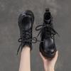 Johnature Retro Thick Sole Wedges Short Boots Genuine Leather Women's Height-increasing Shoes