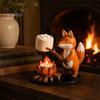 Campfire Candle Holder Animal Tealight Holder, Durable Resin with Cat Fox And Dachshund Figurines, Warm Cozy Atmosphere Decorative Stand Figurine