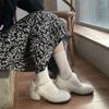2025 Autumn and Winter New Mink Hair Velvet Mary Jane High Heels Round Head Thick Heel Versatile Lamb Wool Shoes Women