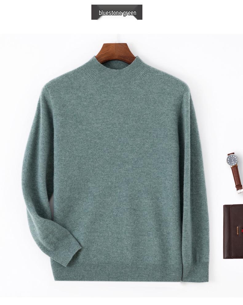 Herren Pullover aus reiner Wolle, halbhochgeschlossen, nahtlos - Herbst/Winter Strickware, Basisschicht Pullover