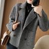 Damen Blazer mit langen Ärmeln, Umlegekragen, Elegante Hahnentrittmuster Jacke, karierte Wollmischung Oberbekleidung für die Frühjahrssaison