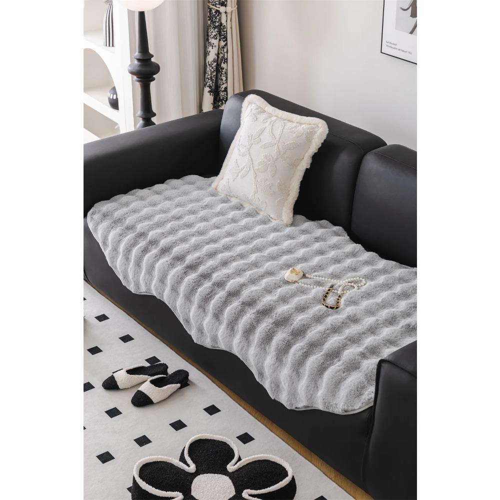 

Modern Sofa Towel Thicken Rabbit Plush Irregularity Sofa Slipcover Universal Non-slip Super Soft Sofa Towel Couch Cushion 90x90