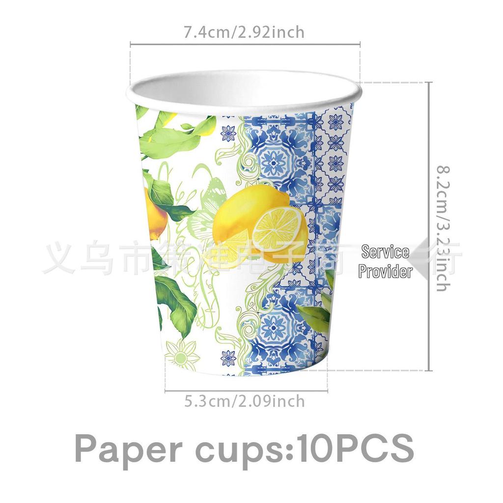 Summer Lemon Bridal Shower & Wedding Disposable Tableware Set: Tablecloth, Napkins, Plates, Decorations