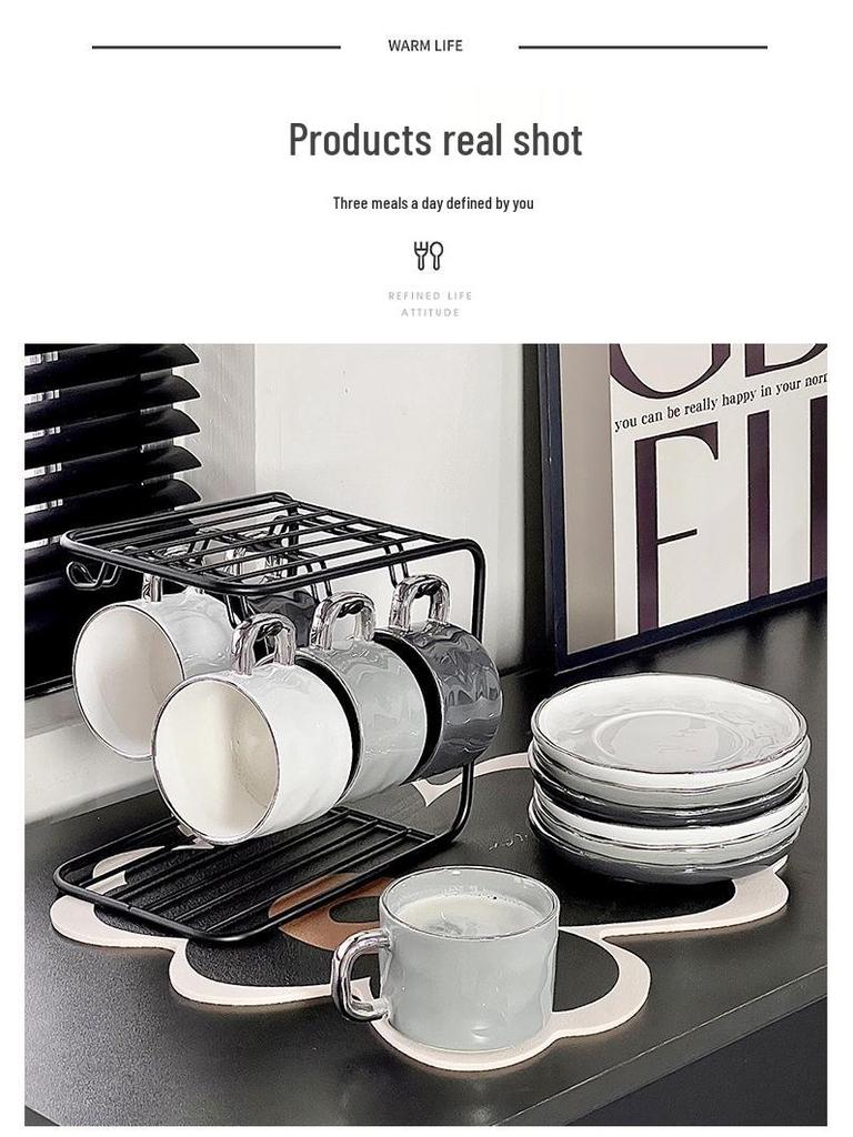 Nordic Style Luxury Ceramic Coffee Cup Set (6 Pieces) - Elegant Housewarming Gift