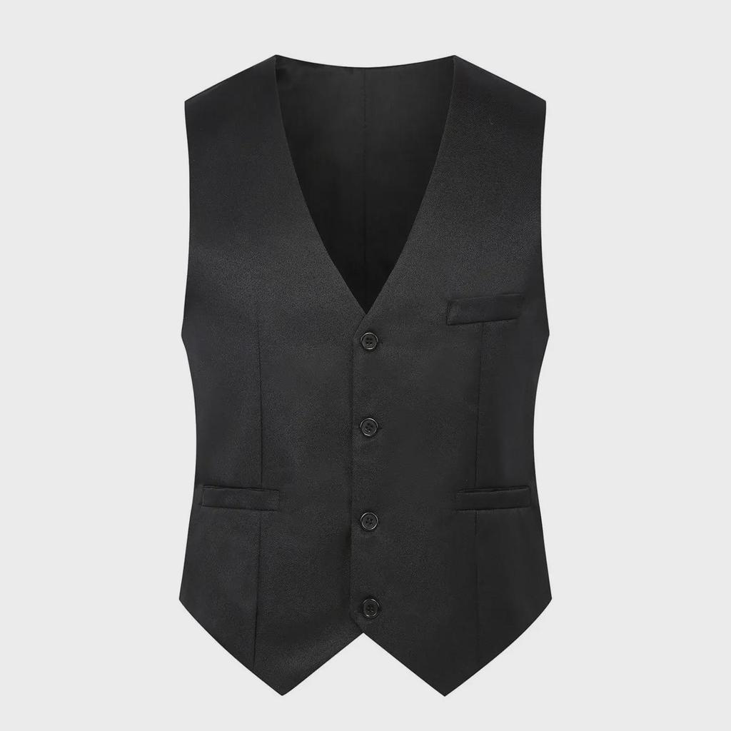 Men's Korean Style Slim Suit Vest - Business Casual for Spring & Autumn, Professional Groomsmen Dress Vest