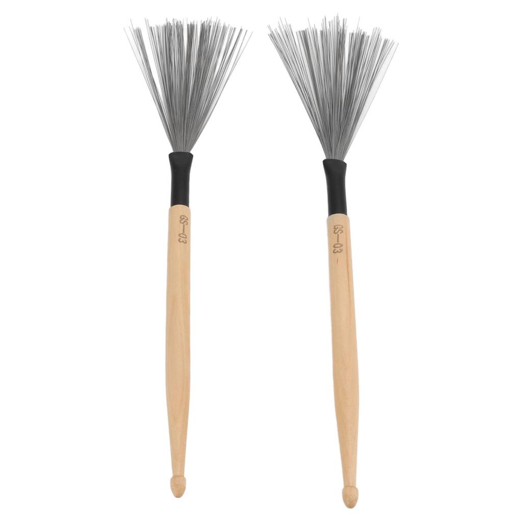 Drum Wire Brush and Drumstick Dual-Use Brush, 1 Pair, RedWhiteGreenPinkWood Color (Wood Color)