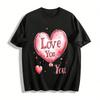 Romantic Love You Heart Print Couple Casual Short Sleeve T-shirt Pure Cotton T-shirt