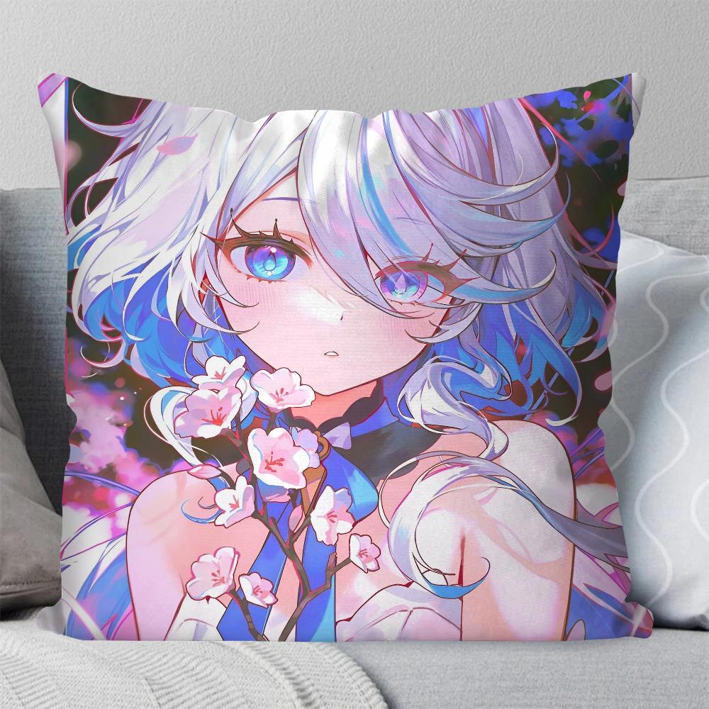 Furina Animation Spiel G-Genshin I-Impact Kissenbezug Quadratisches Kissen Schlafzimmer Sofa Freizeit Komfort Wohnzimmer Heimdekoration 40X40