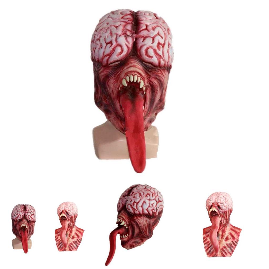 Bw Gy-a019 Long Tongue Monster Latex Bald Tyrant Headgear Halloween Horror Mask