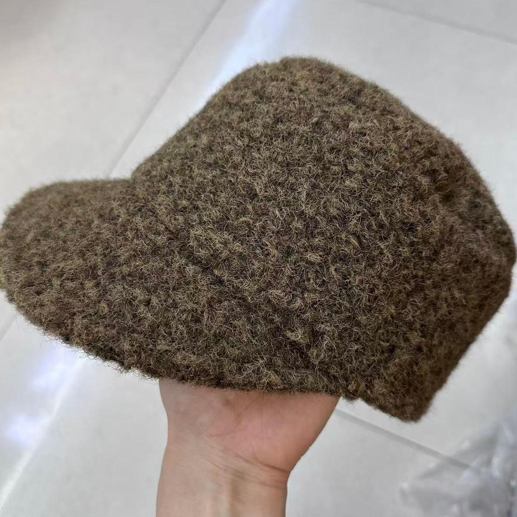 Plüsch-Schiebermütze im koreanischen Stil | Britische flache Wintermütze warm | Modische Schirmmütze für Damen