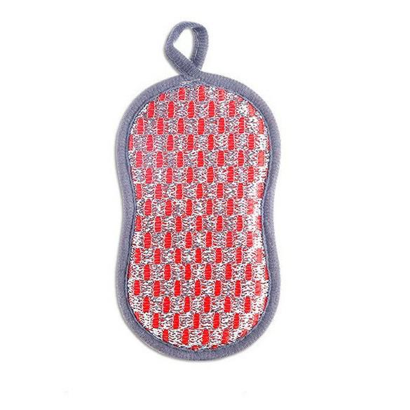 Dual-Sided Non-Shedding Figure-Eight Dishwashing Sponge with Silver Wire for Multi-Functional Cleaning