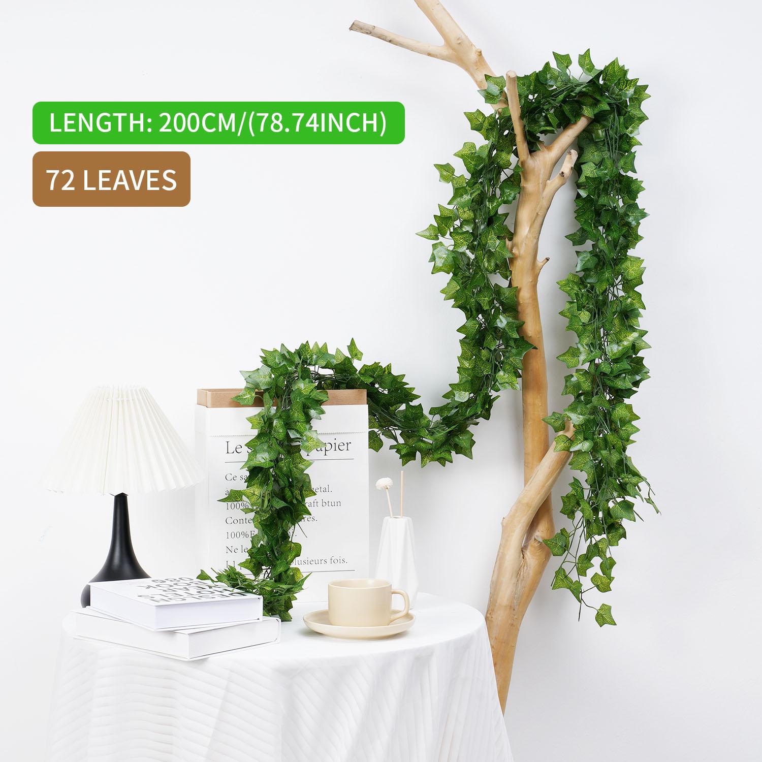 

1pc/6pcs 200Cm Silk Artificial Ivy Hanging Leaf Garland Plant Creeper Leaf Home Wedding Bathroom Decor Garden Green Vine 1pcs