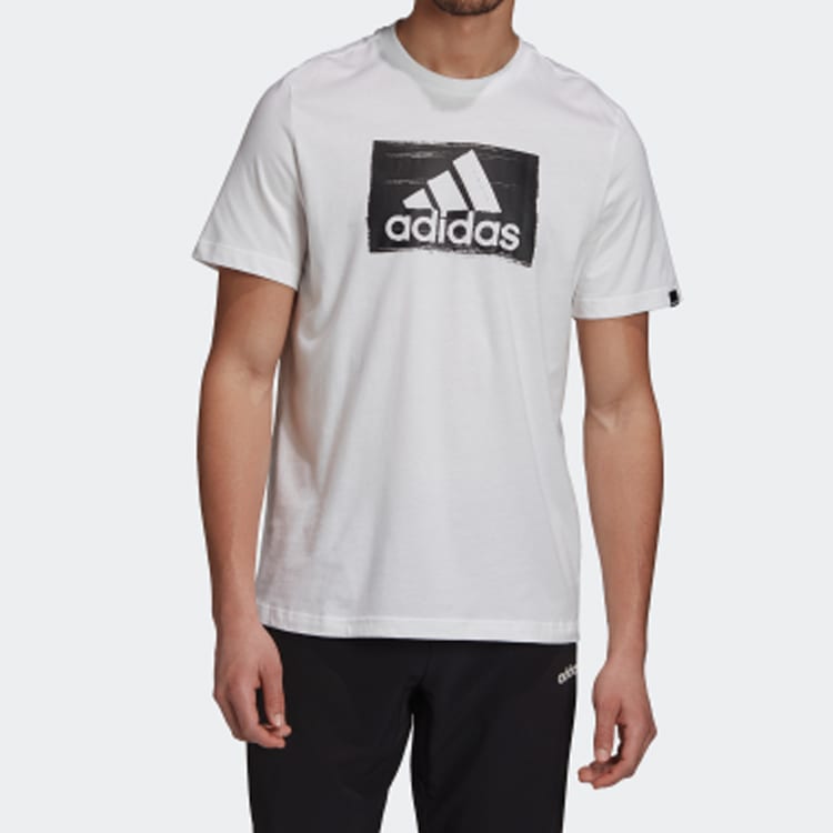 Adidas T Shirts Men's White Crew Neck Moderate Straight Fit GD5894