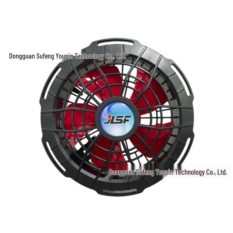 

30-36V Air Conditioning Clothes Fan, Large Air Volume, Brushless Double Ball Bearing, Multi-functional USB Fan Black Frame Red 5-Blade 24V
