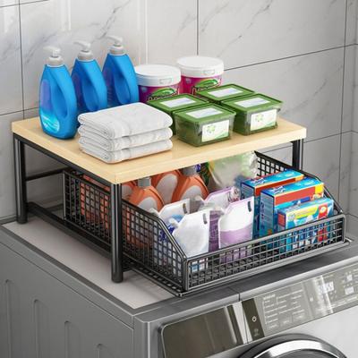 Kitchen Countertop Organizer Storage Shelf with Wire Basket Drawer Double-Tier Space-Saving Rack for Coffee Maker Spices Vegetables Fruits