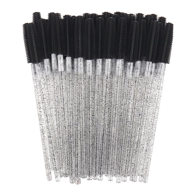 50-Pack Disposable Eyelash Crystal Silicone Brush Set