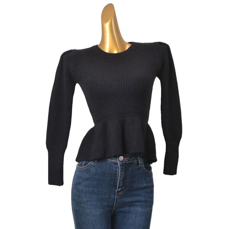 French Style Cover Belly High Waist Core-Spun Yarn Thermal Bottoming Shirt Silm Slim Looking Sexy Knitting Bottoming Shirt