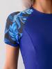 Women's Slimming Tummy Control Short Sleeve Tankini Swimsuit with Solid Color and Print Patchwork
