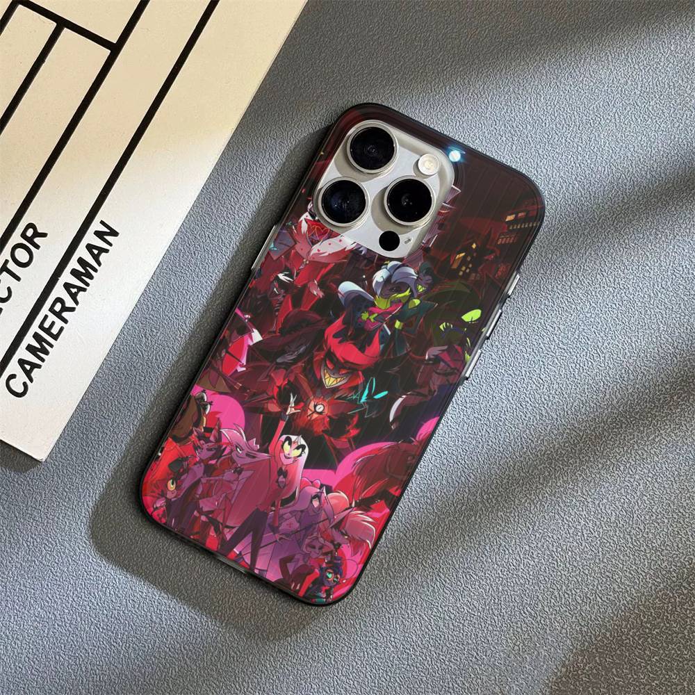 

H-Hazbin H-Hotel For IPhone 17 16 15 14 13 12 11 Pro Max Plus Pro Corrugated Shockproof Matte Phone Cover iPhone 16