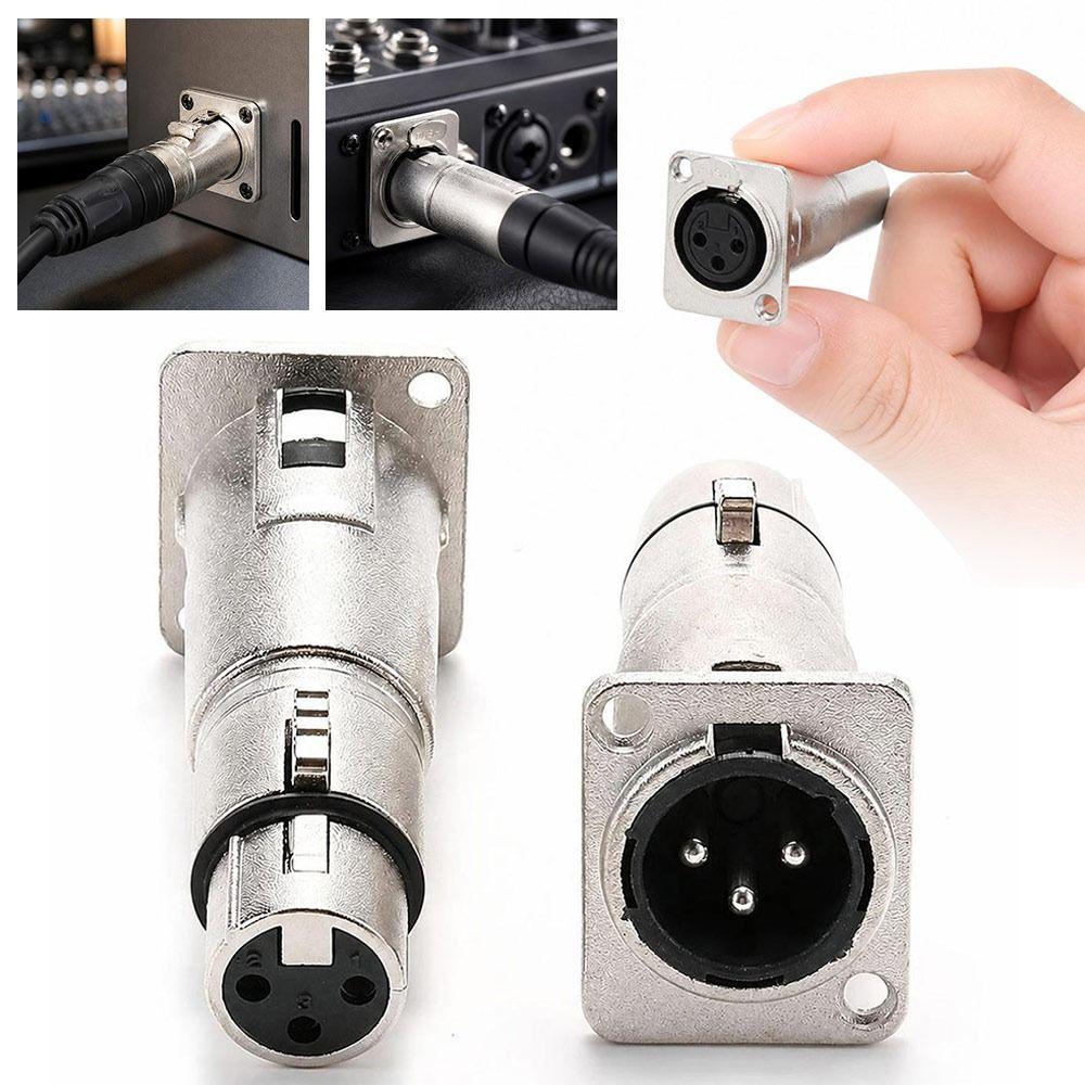1Pcs D-Type 3Pin XLR Connector Metal Pass Through XLR Jack for Speaker System Installation