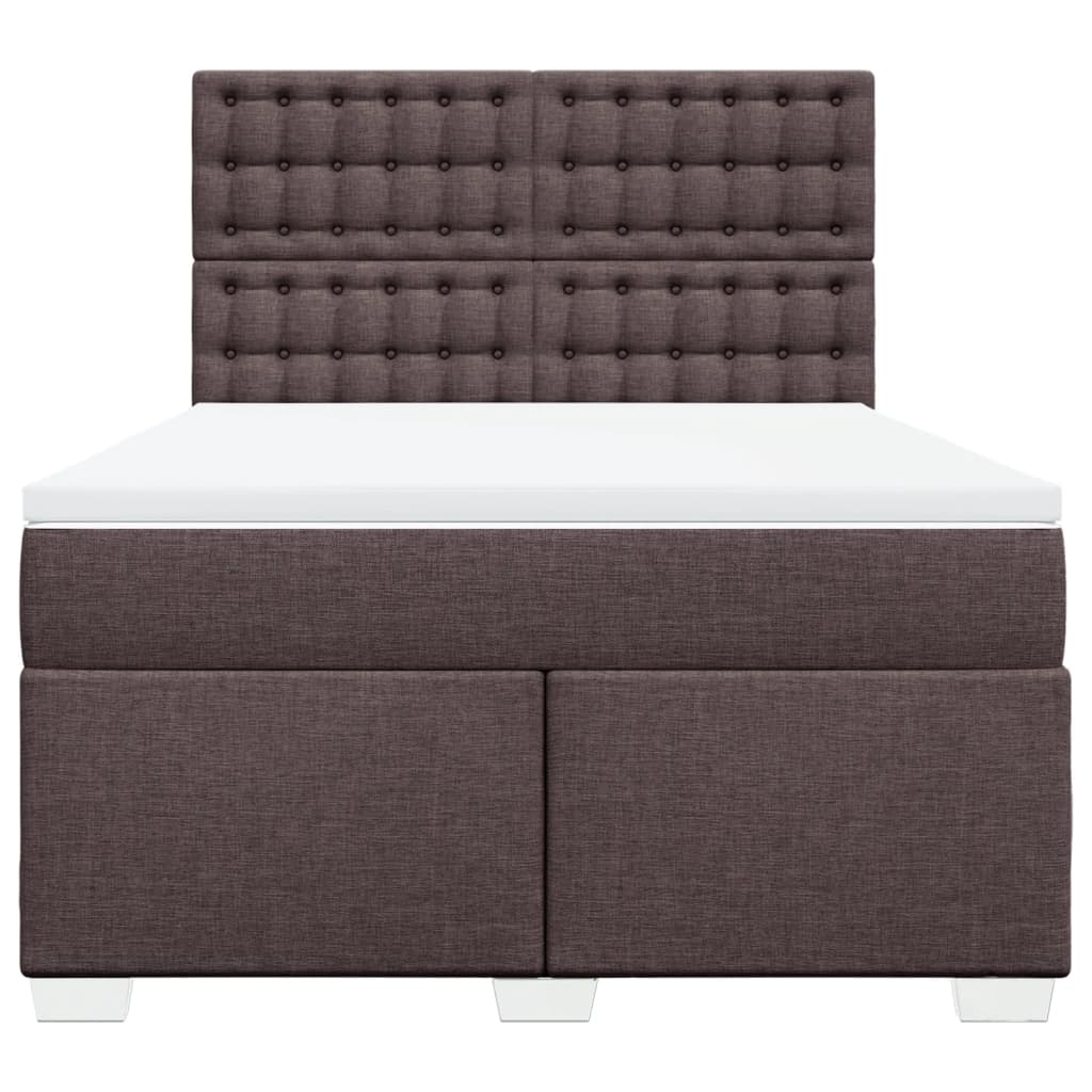 Box Spring Bed with Mattress Dark Brown 160 X 200 Cm Fabric