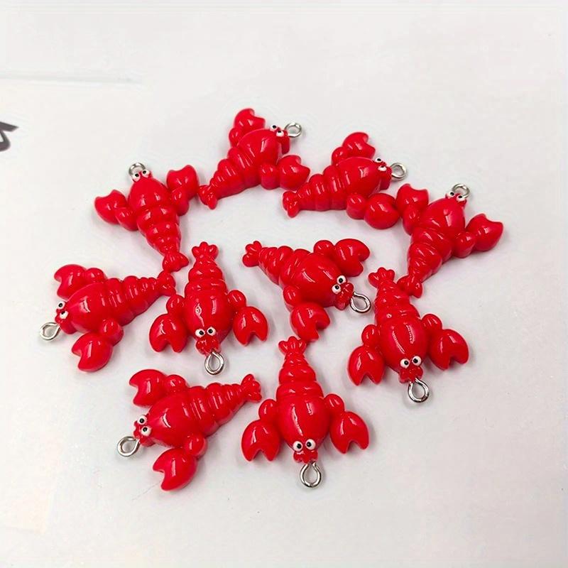 10 buc Kawaii Lucios Cercei Homar Farmece Pandantiv Flotant Spate Plat pentru Breloc DIY Bijuterii Constatări