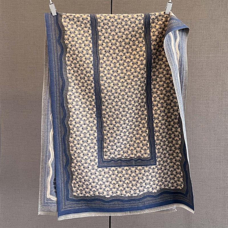 Autumn new women's fashion scarf retro splicing contrasting color cashew nut flower jacquard scarf to keep warm and cold