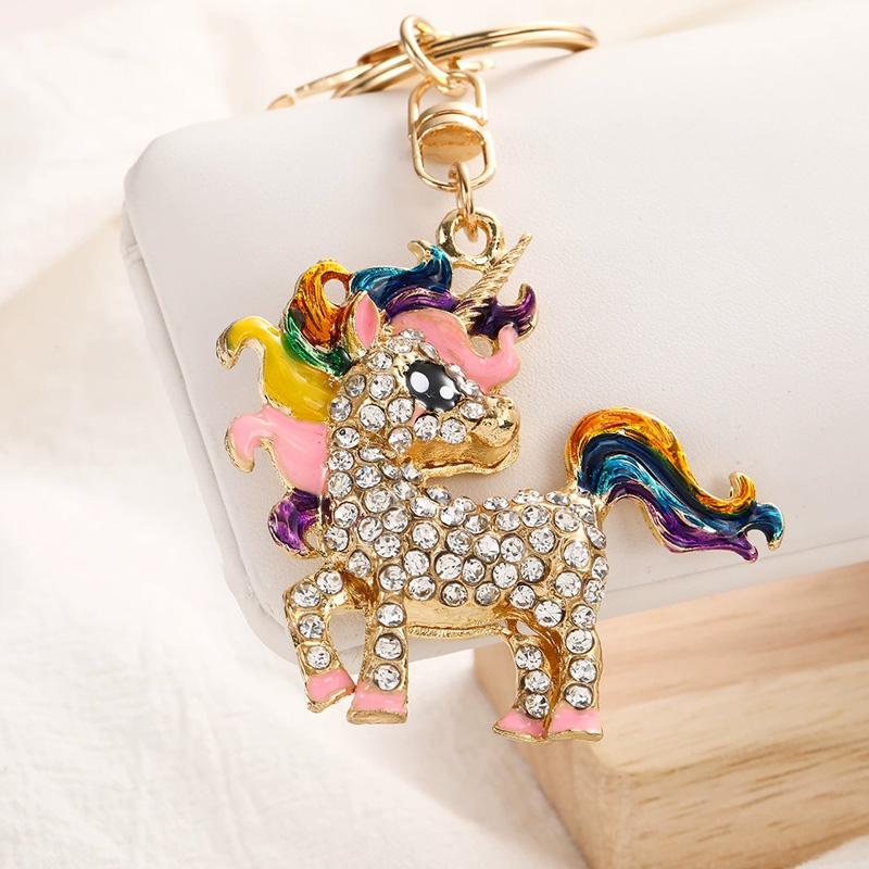 1PC Crystal Bags Decor Car keyrings for Women Rhinestone Elephant Horse Pendants Unicorn Keychain