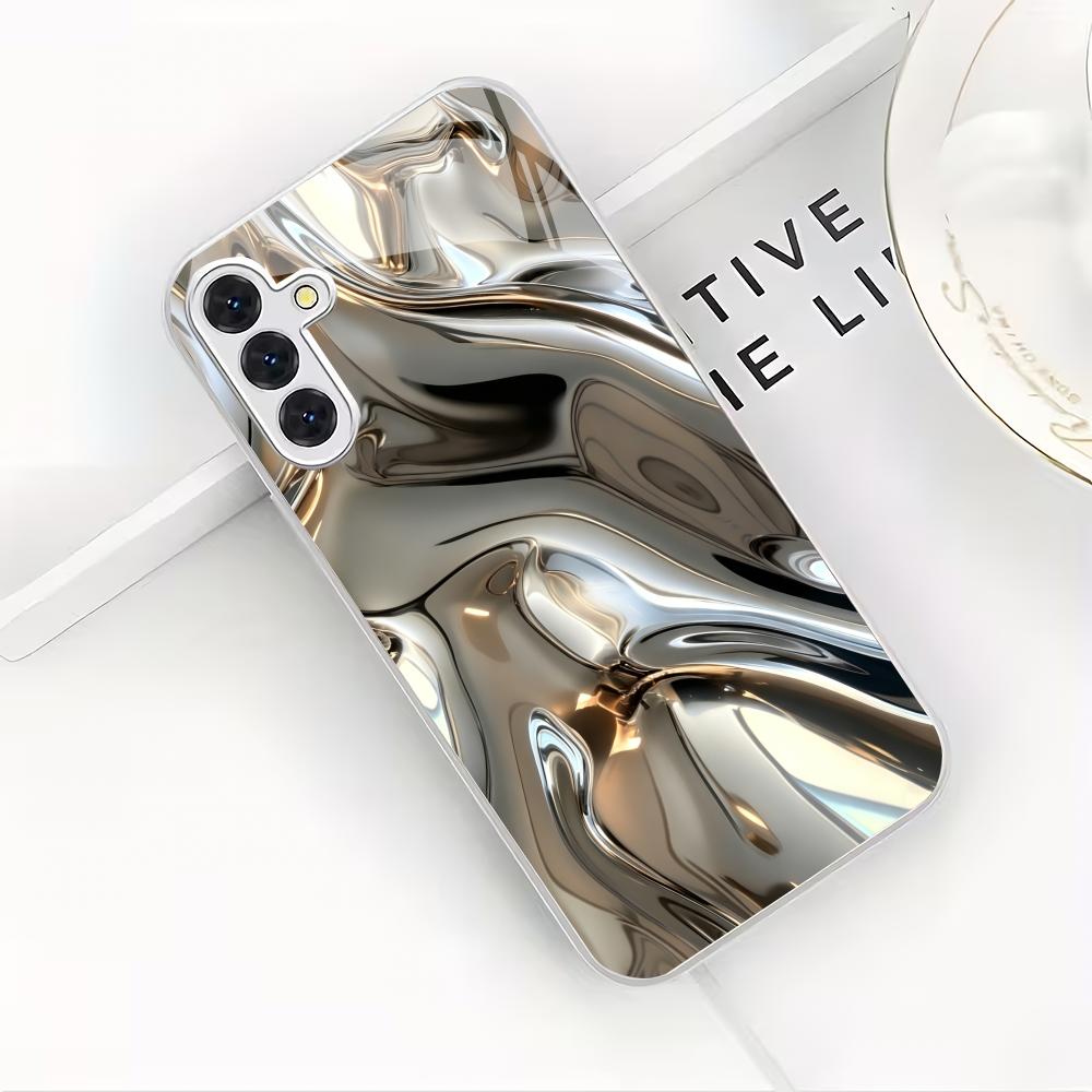 Metal Flow Dynamic Glass Phone Case Suitable for Samsung Galaxy S26 S25 S24 S23 S22 S20 FE/Ultra/Plus Anti Drop Back Cover