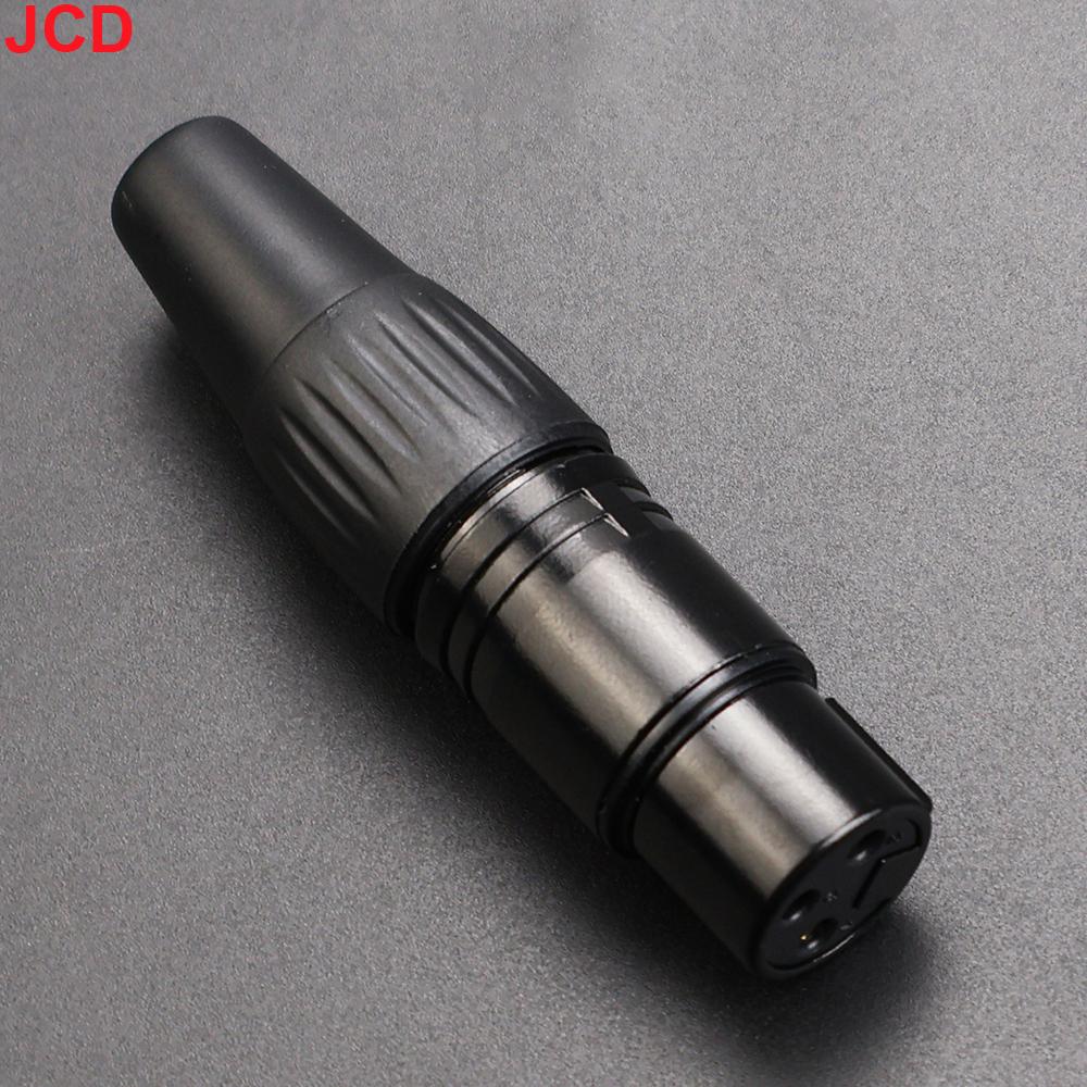 JCD 1pc 3pin Male Female Panel Audio Microphone Jack Plug Connector Black Silver YS145BG YS146BG Copper Contact XLR Metal Socket