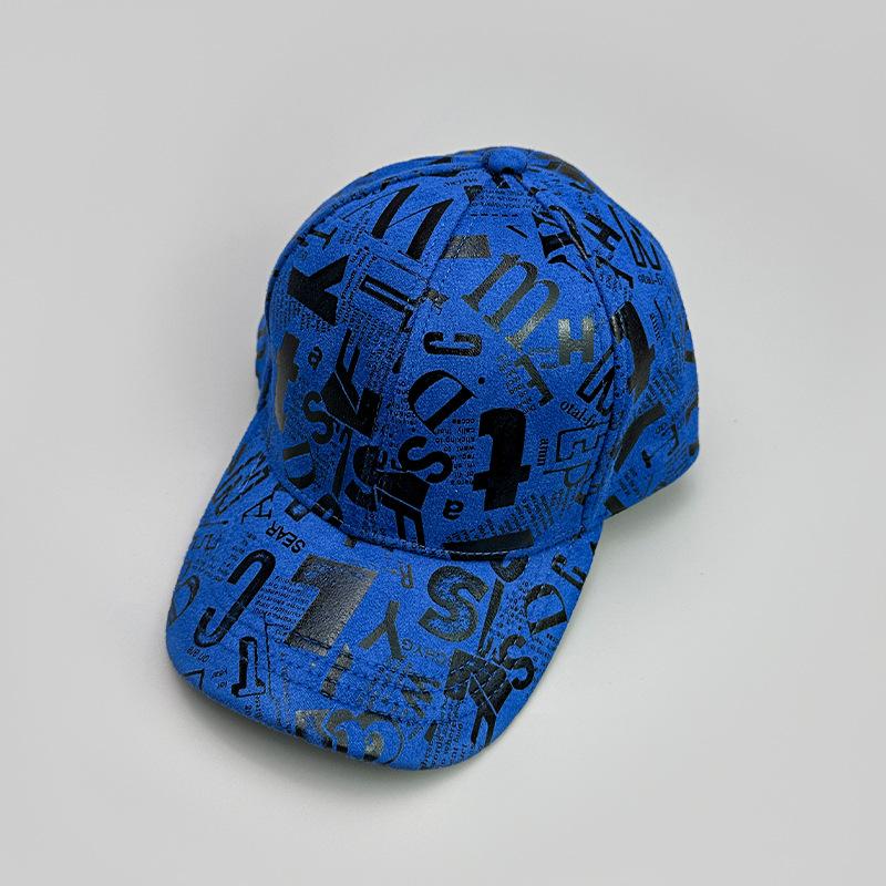 Kpop Plain Leather Graffiti Letter Fashion Men'S And Women'S Baseball Caps Cotton Versatile Leather Breathable Sun Hats