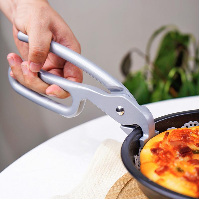 1 Stück Pizzazange für tiefe Pizzapfannen, strapazierfähige Zange, Gussaluminium-Pfannenzange zum Herausziehen, Ofen-Pizzapfanne, Geschirr, Tablett
