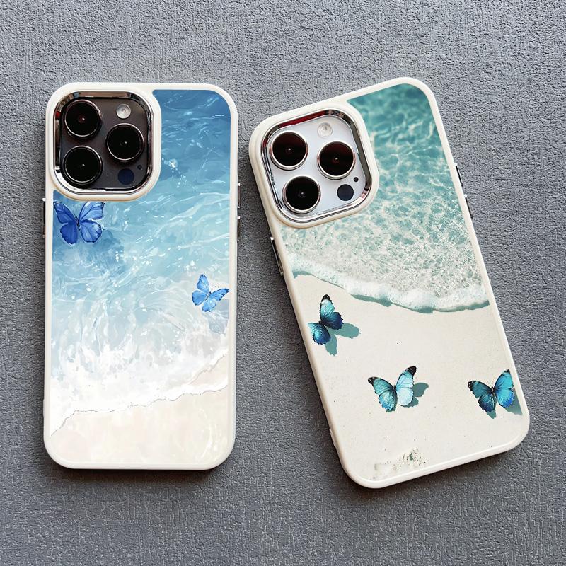 Modrý motýl Oceánské vlny Pouzdro na telefon Pro iPhone 14 13 12 11 Pro Max 16 15 Pro Max Plus 7 8 Plus SE 2020 XR XS X Silikonový kryt