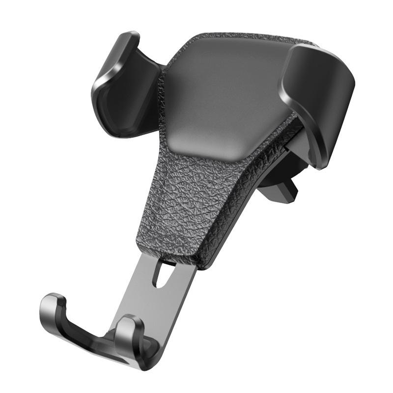 Universal Leather Grain Car Phone Holder: Multi-functional Air Vent Gravity Mount Standard чёрный