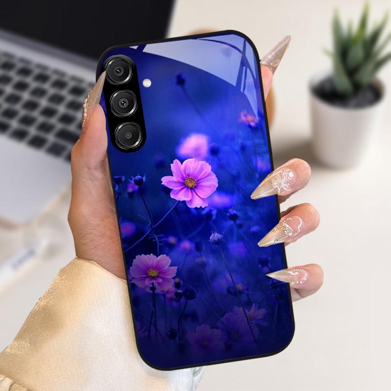 Fashion Coque For Samsung A55 A56 Case A25 A26 Tempered Glass Phone Cover For Galaxy A15 A35 A36 Hard PC Glass Protective Fundas