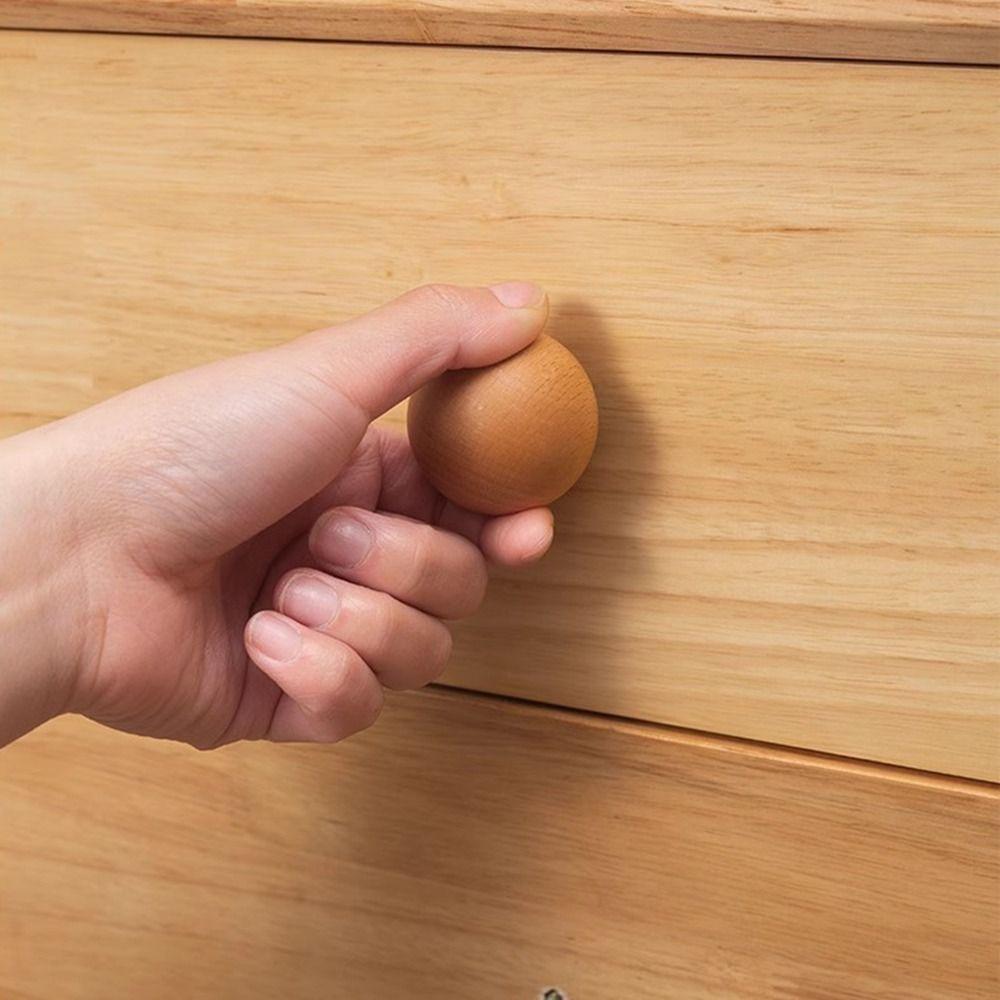 Simple Wooden Door Handles Round Wood Hook Hanger DIY Wardrobe Knob  Home Decoration