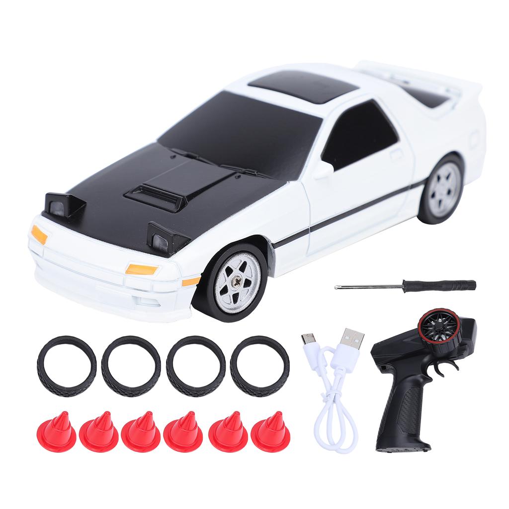   RC Drift Car, 2.4G 4  Remote Control Race Car Toy with Interchangeable Tires, LED Lights, Full Proportional Control for Indoor Outdoor Drifting