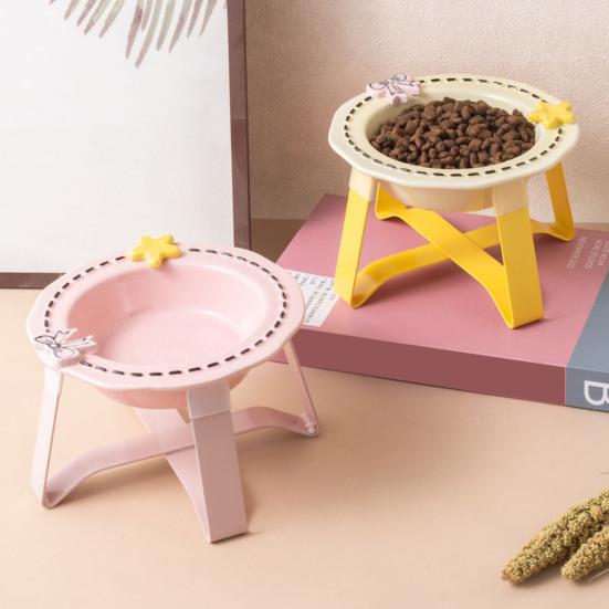 Ceramic Feeding Bowl for Dogs & Cats, Whisker Friendly Kitten Food Water Dish, Wide Shallow Pet Feeder Plate for Dry Wet Food