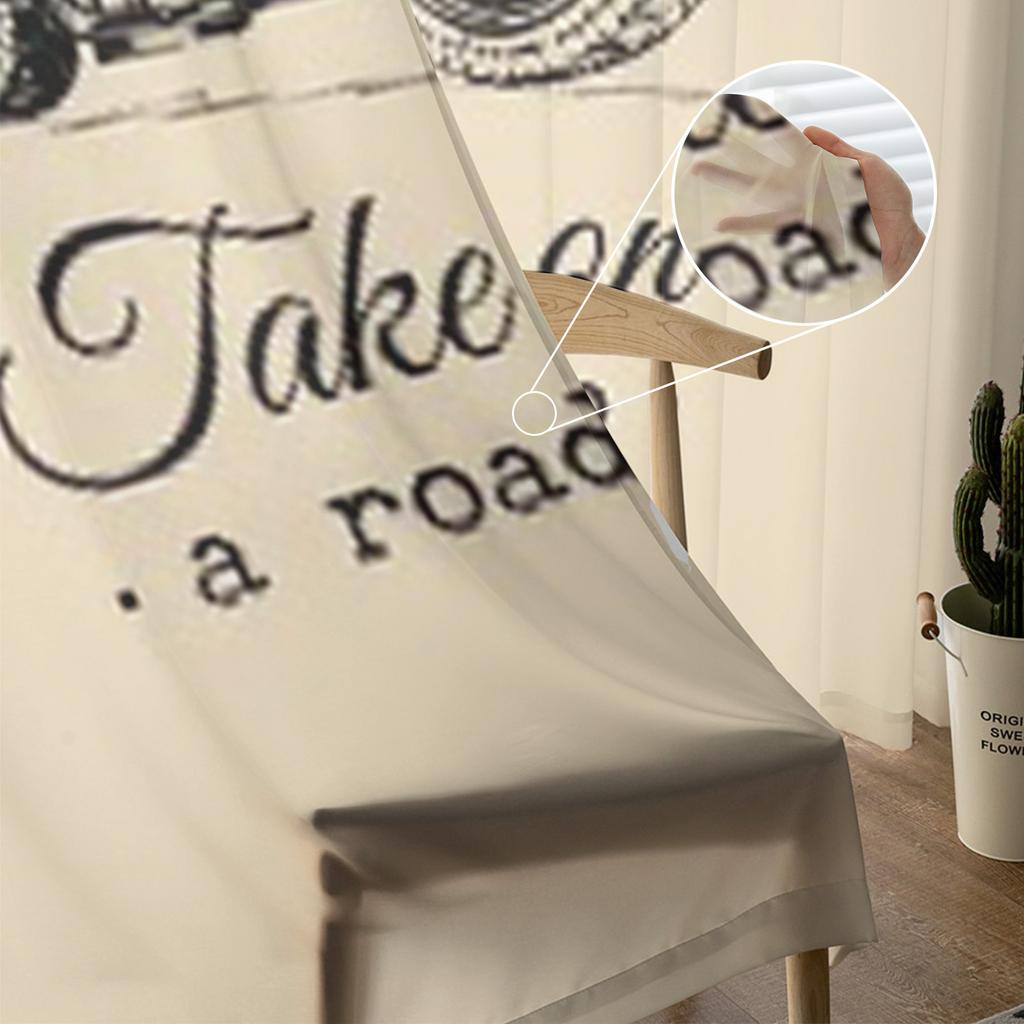 Zabierz Mnie w Podróż Inspirujący Plakat Szyfonowe Przezroczyste Zasłony do Dekoracji Salonu Sypialni Woale Okienne Tiulowa Zasłona