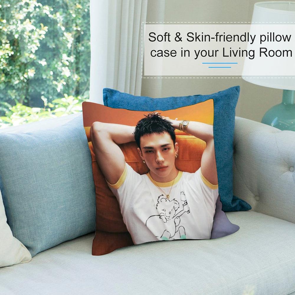 HOT-KPOP Idol h-Hyunjin Pillow Case Short Plush Sofa Decorative Gift Home Double-sided Printing Cushion