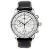 Graf Zeppelin Chronograph Big Date Watch with 12-Hour Counter and Leather Strap 7690-1, Black, Casual.