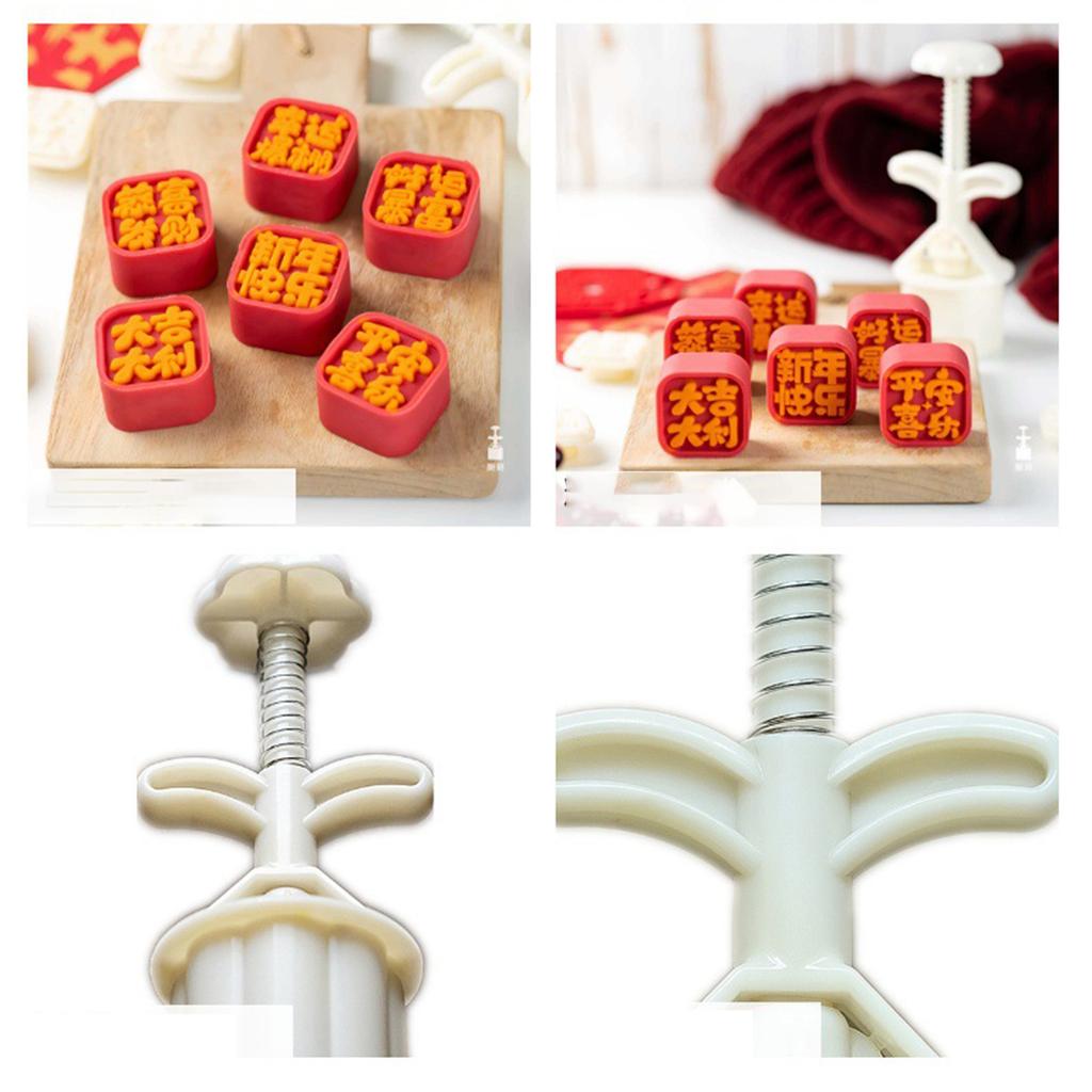 Hand Press Pastry Tool with 6 Patterns Flexible Mooncake Mold Set for Creating Beautiful Mid Autumn Festival Pastries